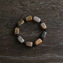 Load image into Gallery viewer, Fossil Coral Agate & Black Tourmaline Bracelet