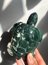 Load image into Gallery viewer, Moss Agate Sea Turtle Carving