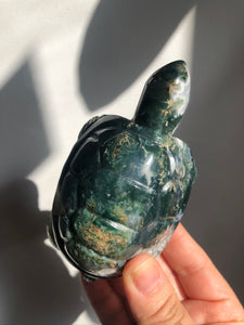 Moss Agate Tortoise Carving