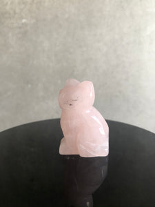 Rose Quartz Cat Carving