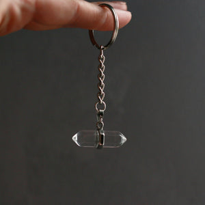 Clear Quartz Double Point Keychain