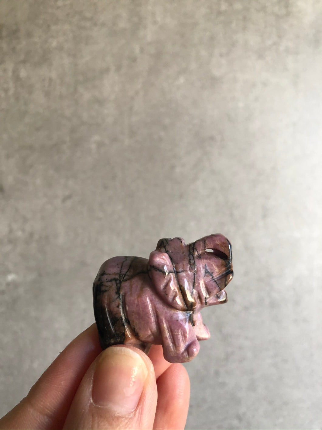 Rhodonite Elephant Carving