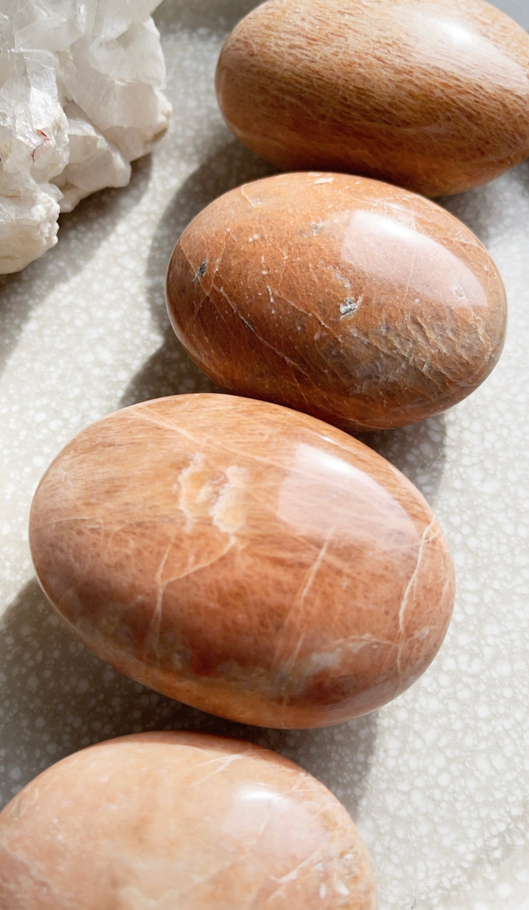 Peach Moonstone Palm Stone Large