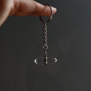 Clear Quartz Double Point Keychain