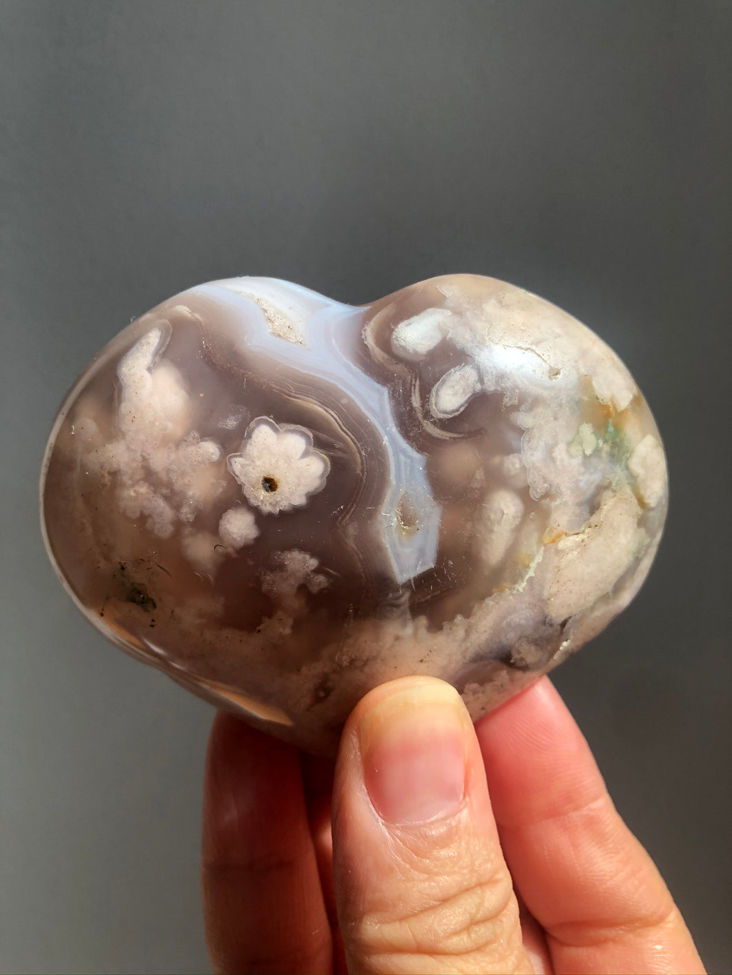 Flower Agate XL Heart