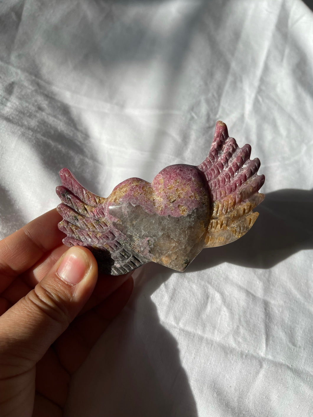 Rhodonite Winged Heart