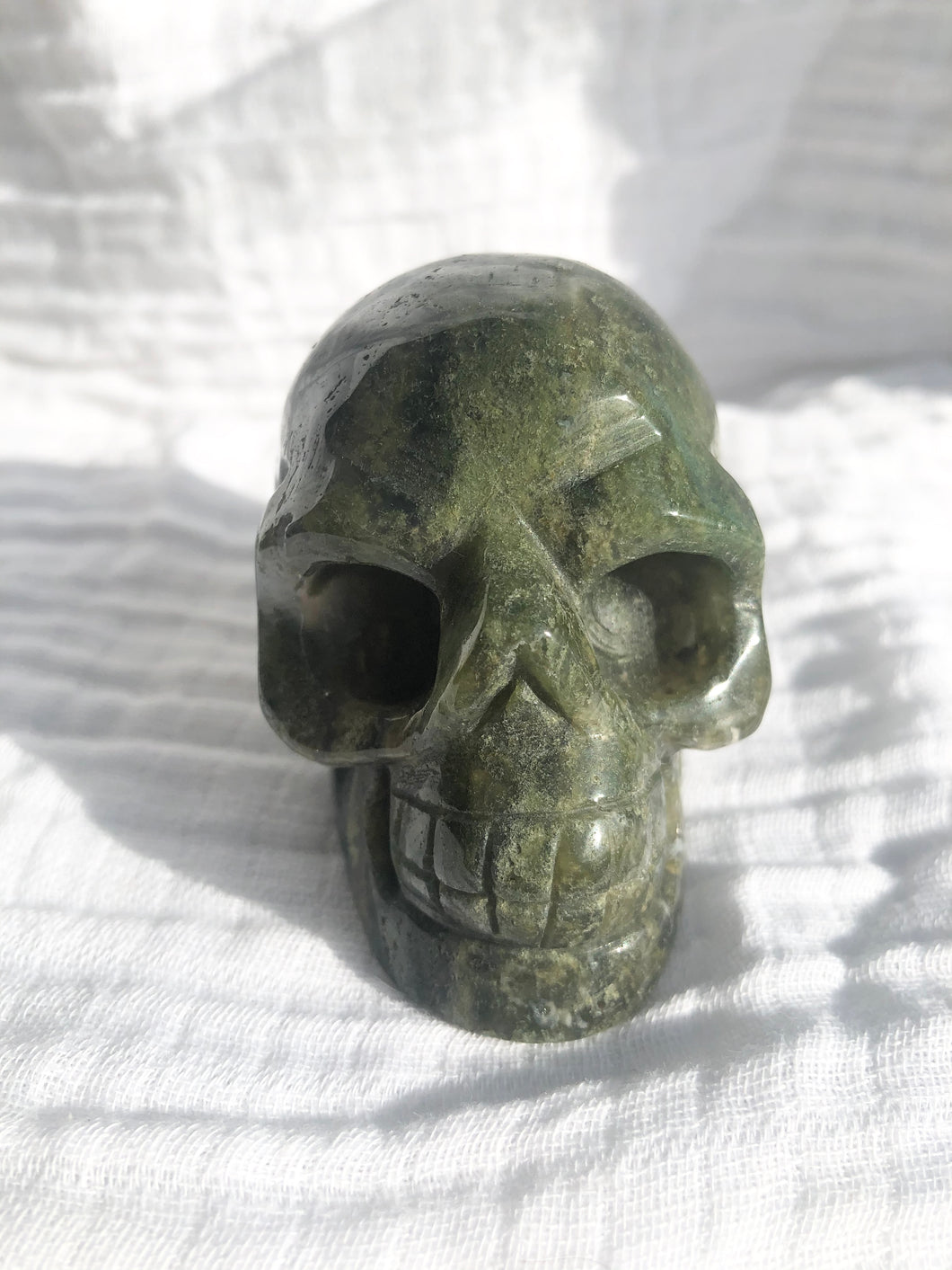Moss Agate Skull