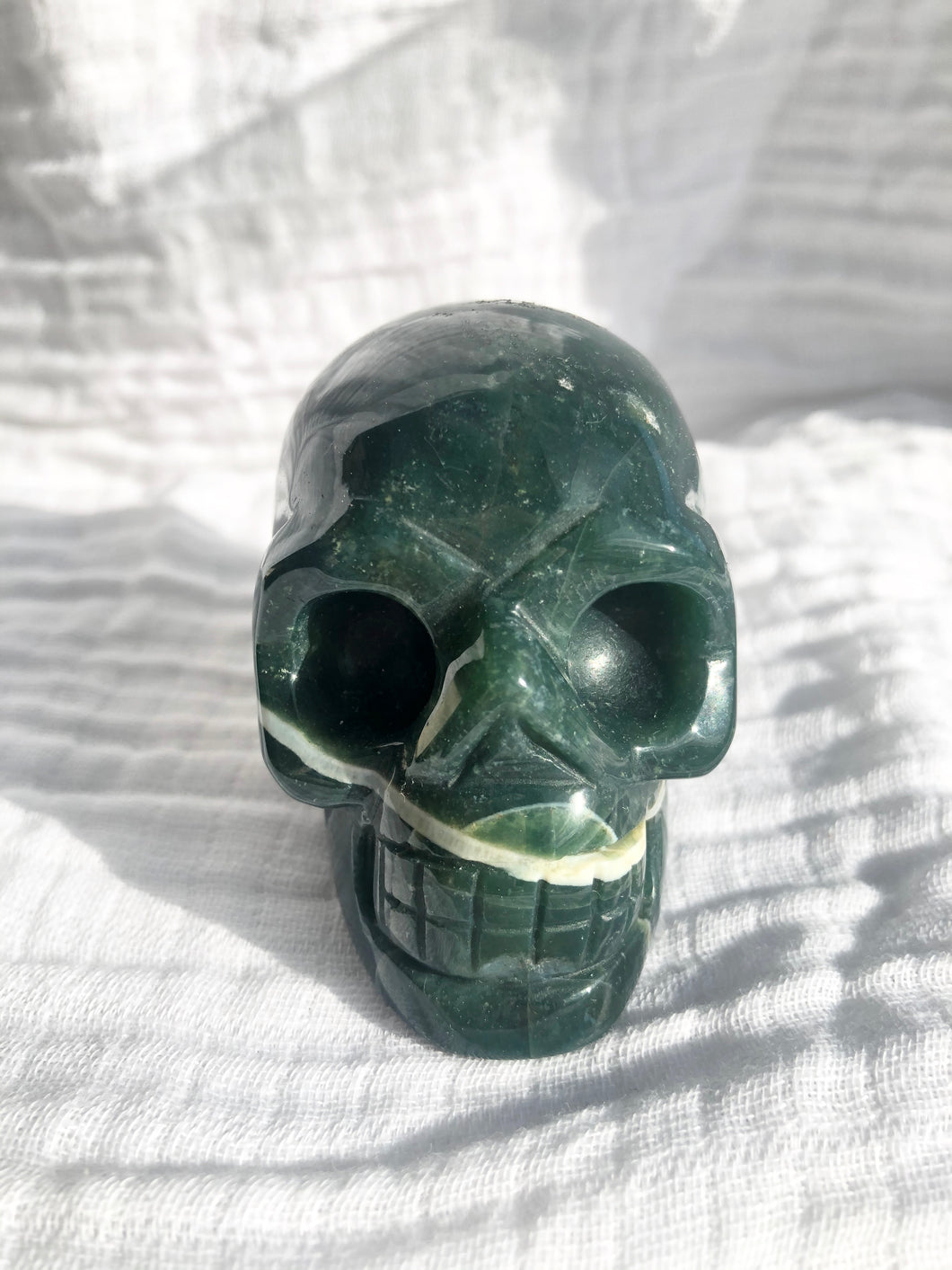 Moss Agate Skull