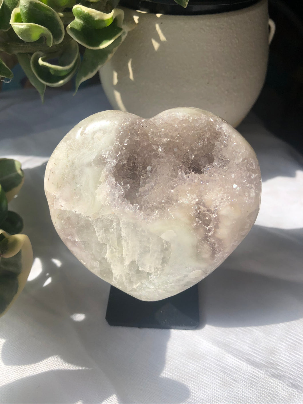 Druzy Quartz Heart on Stand