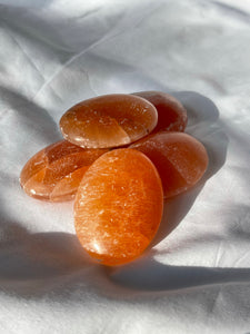 Orange Selenite Palm Stone