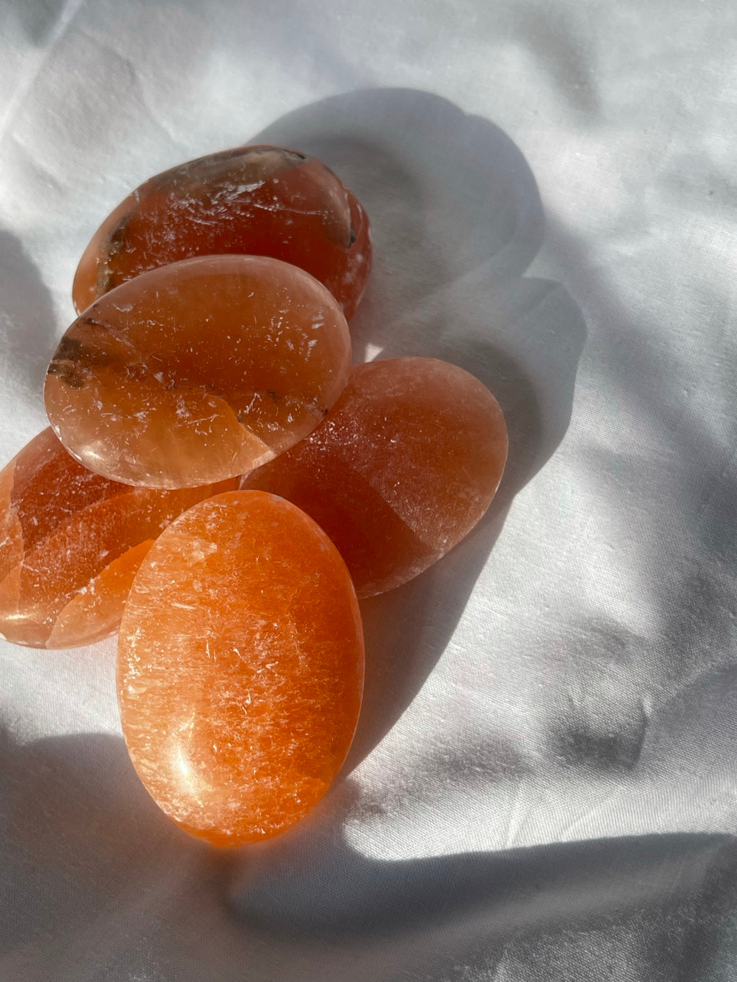 Orange Selenite Palm Stone