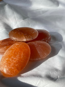 Orange Selenite Palm Stone