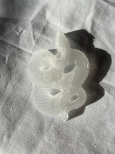 Satin Spar Snake Carving