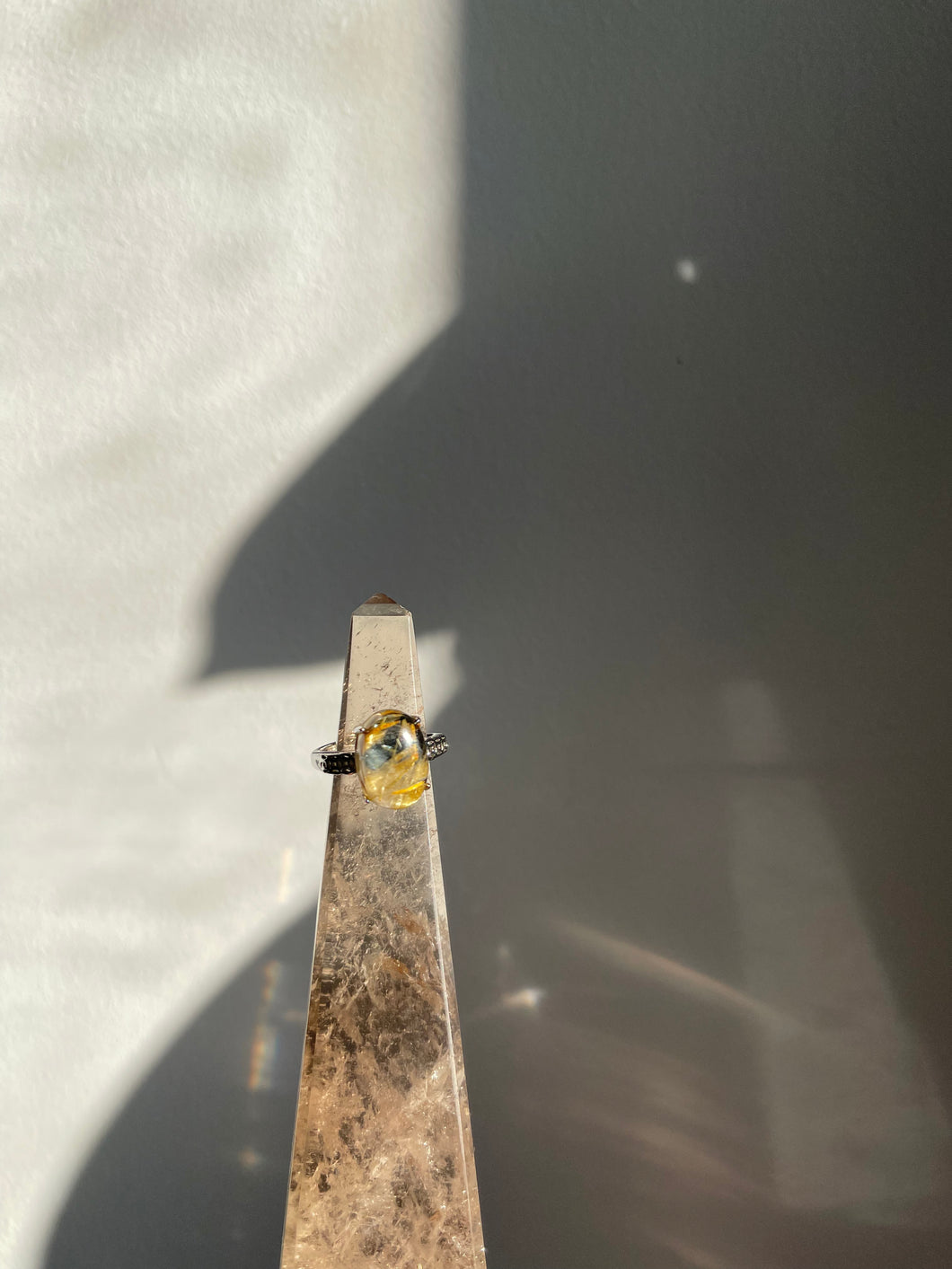 Rutilated Quartz with Hematite Ring #235