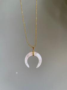 Rose Quartz Crescent Moon Necklace