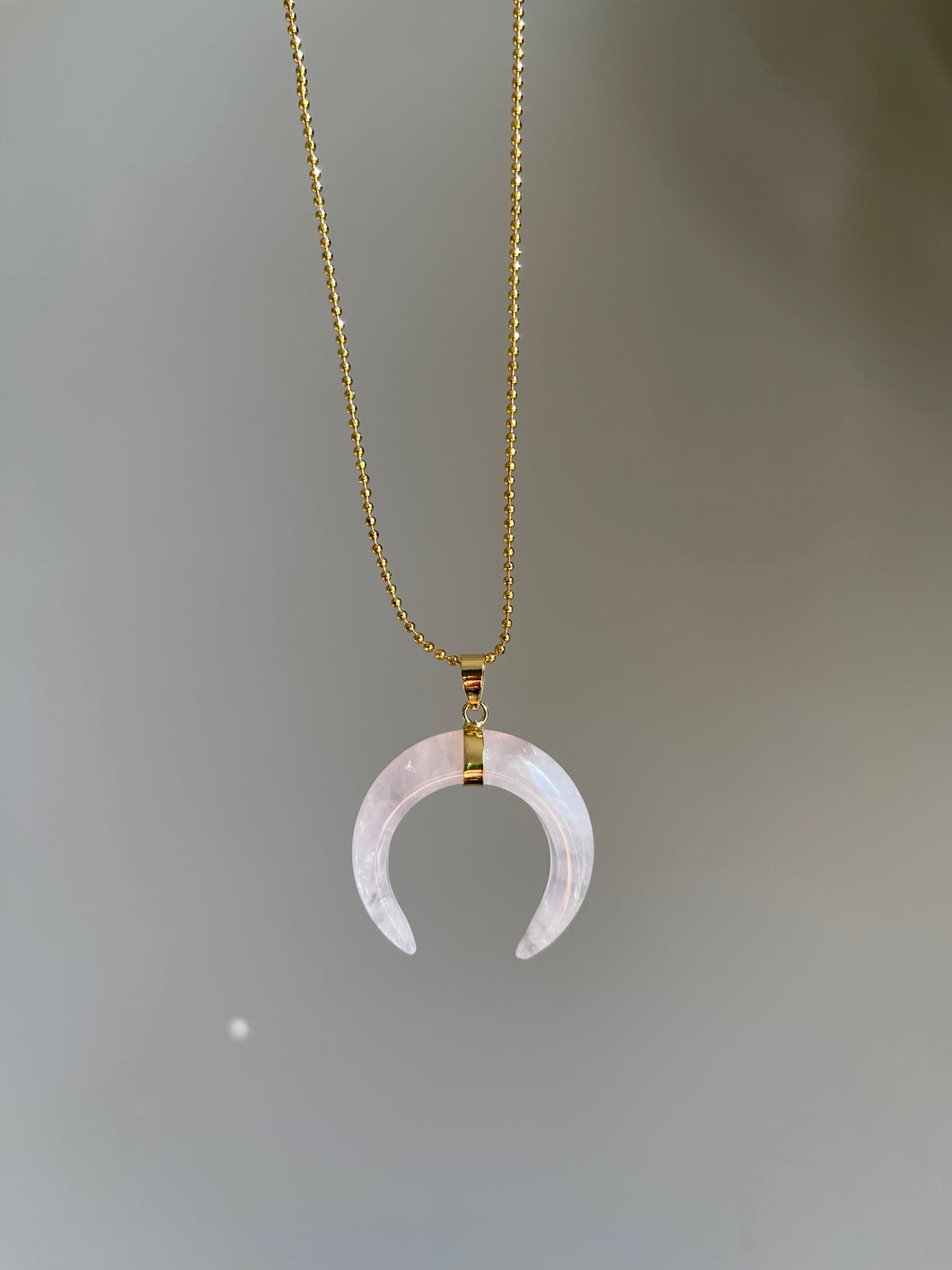 Rose Quartz Crescent Moon Necklace