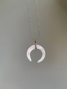 Rose Quartz Crescent Moon Necklace
